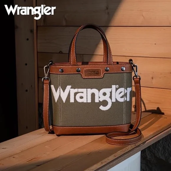Wrangler Canvas Mini Top Handle Tote//Crossbody - Army - Picture 1 of 4